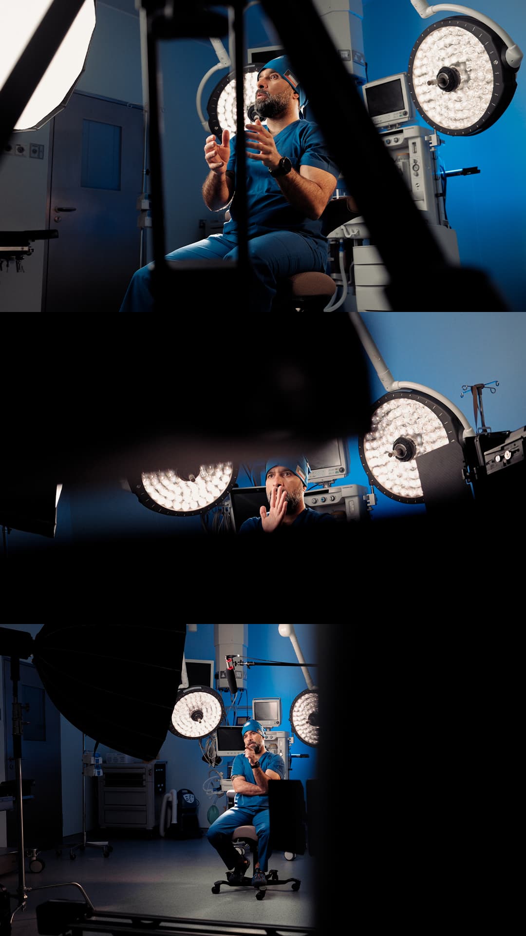 Three-frame set from an operating room photo session